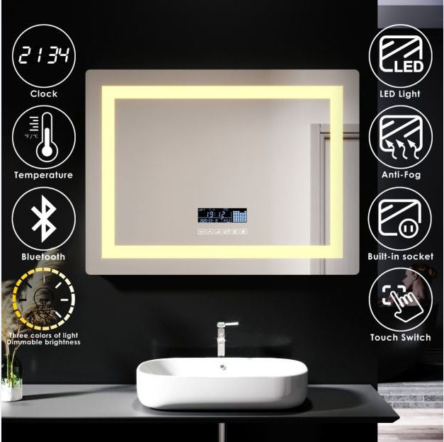 Podgrzewane podświetlane lustro łazienkowe LED z Bluetooth 600 * 800 700 * 900 750 * 1000